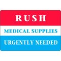 American Labelmark Co LabelMaster® "Rush Medical Supplies" Labels, 4"L x 2-3/4"W, Red/White/Blue, Roll of 500 L79